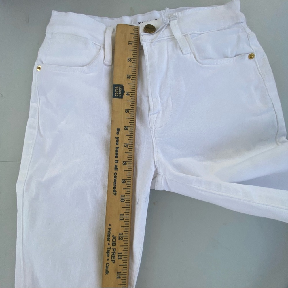 *scuffed* Le Frame High Rise White Flare Denim size 24 00 stretch - Picture 3 of 16